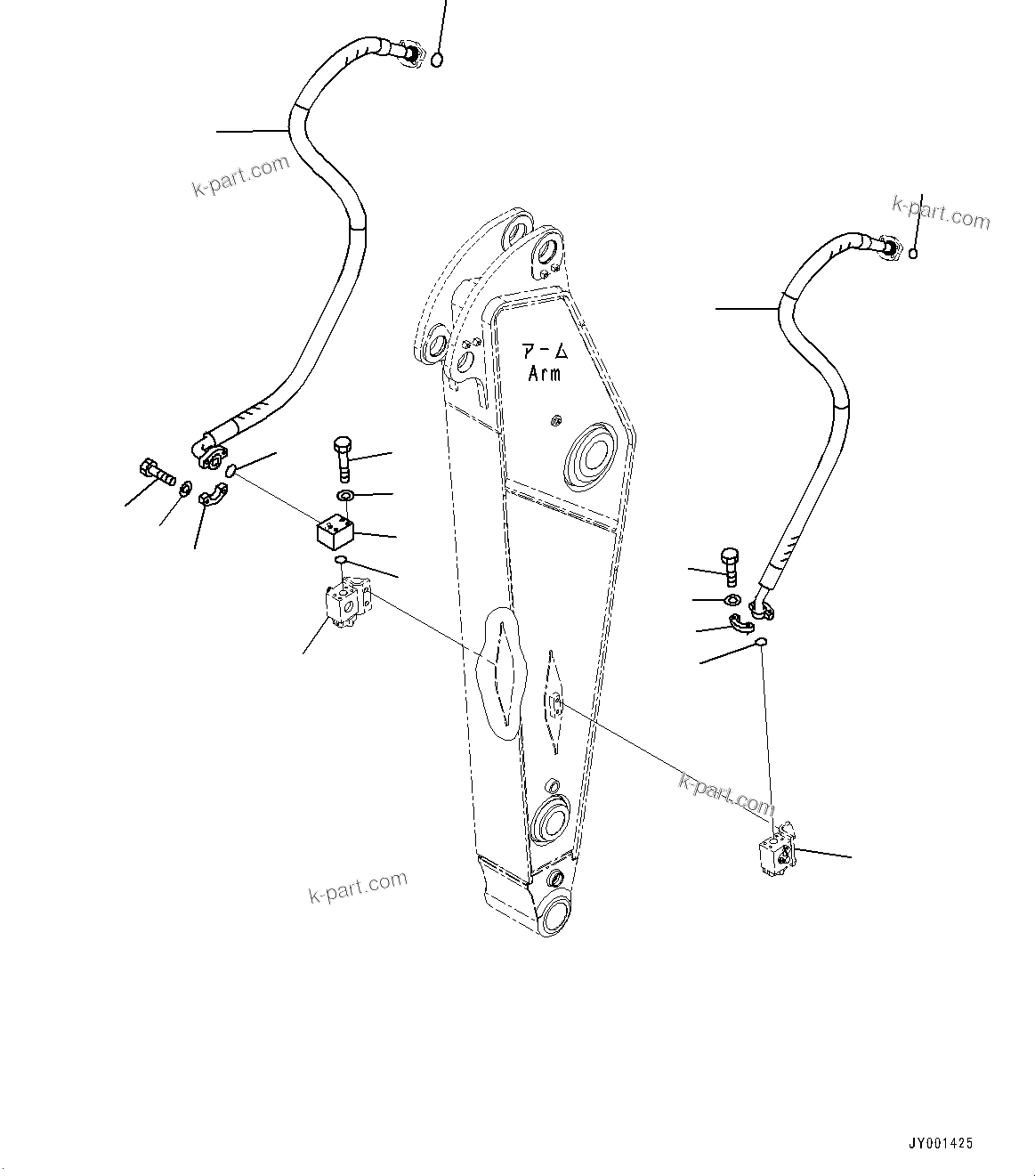 Komatsu parts book diagram for PC300-8M2 S/N 80001-UP: ARM, ADDITIONAL PIPING (2200MM, HEAVY DUTY TYPE, 1-ATTACHMENT, 100 HOURS LUBRICATION INTERVAL, NORTH AMERICA AND LATIN AMERICA)(