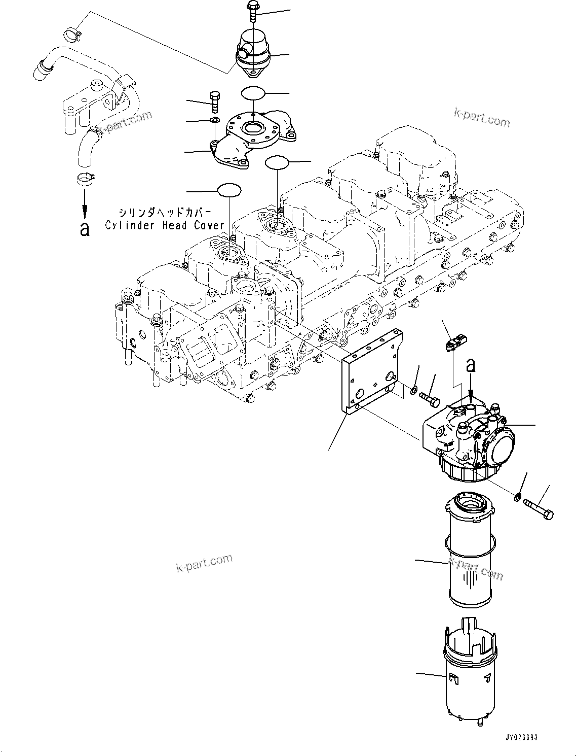 Komatsu parts book diagram for SAA6D140E-7 S/N 837398-UP (For GD955-7): KOMATSU CLOSED CRANKCASE VENTILATION (KCCV), VENTILATOR(#837398-)