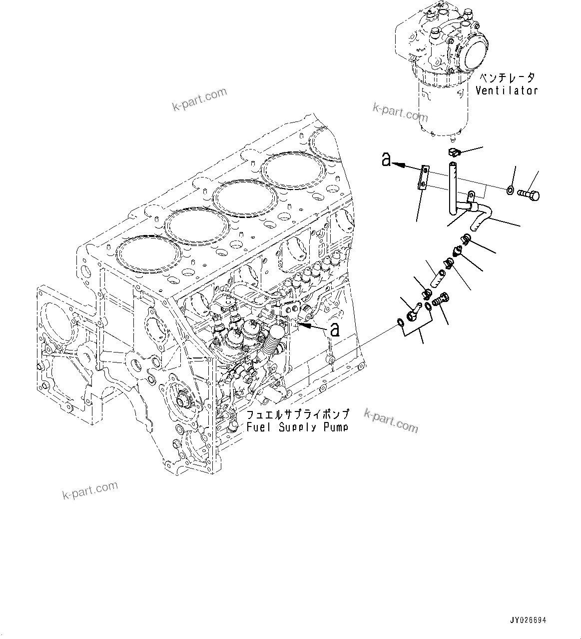 Komatsu parts book diagram for SAA6D140E-7 S/N 837398-UP (For GD955-7): KOMATSU CLOSED CRANKCASE VENTILATION (KCCV), DRAIN PIPING(#837398-)