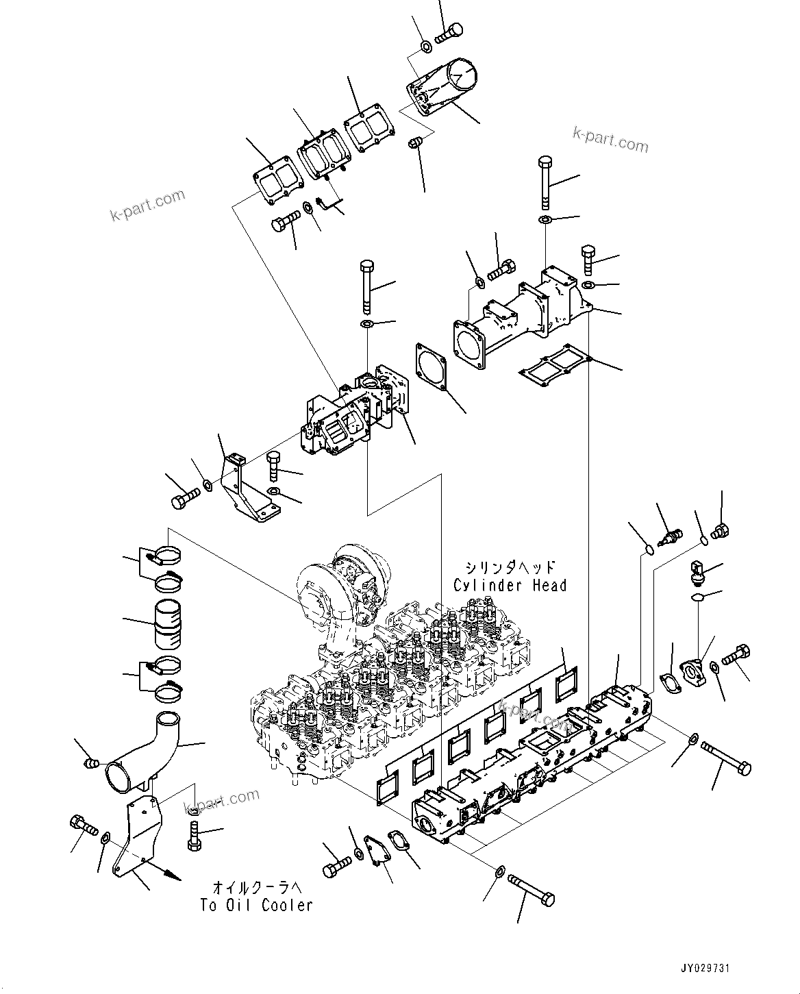 Komatsu parts book diagram for SAA6D140E-7 S/N 837398-UP (For GD955-7): AIR INTAKE MANIFOLD, (#837398-)