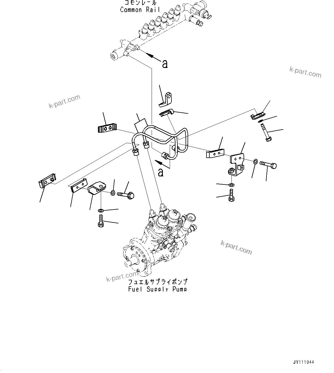 Komatsu parts book diagram for SAA6D140E-7 S/N 837398-UP (For GD955-7): FUEL SUPPLY PUMP, PIPING(#837398-)