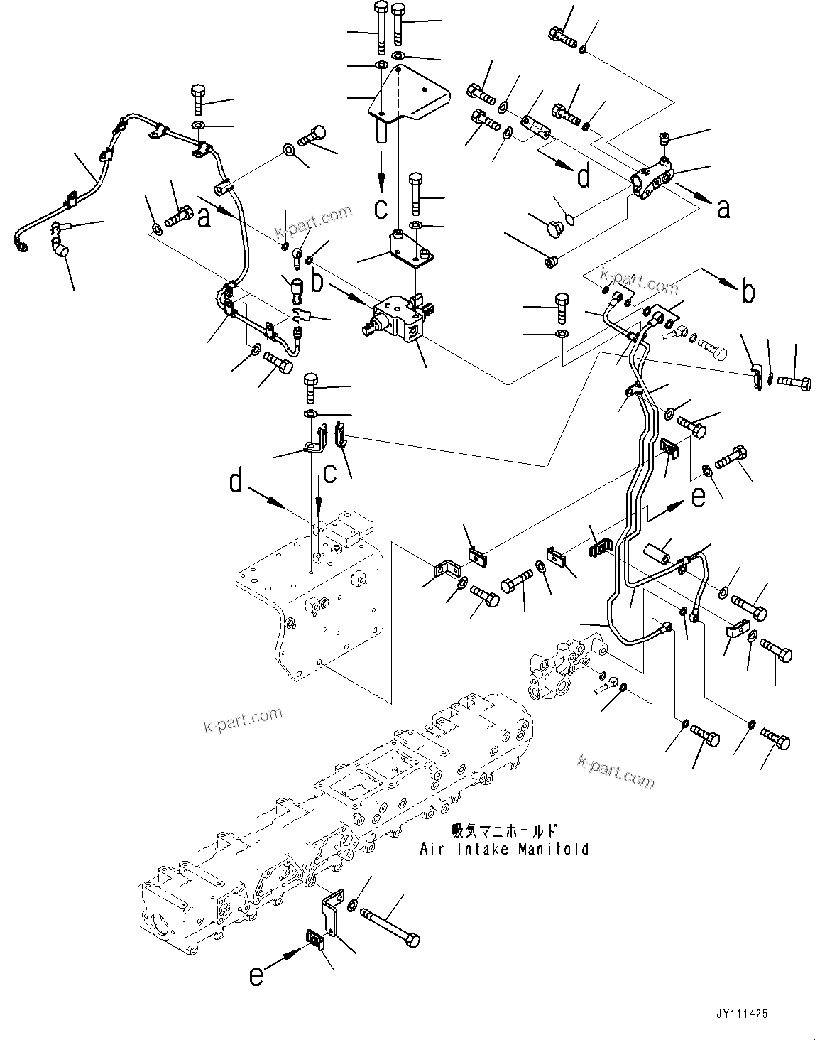 Komatsu parts book diagram for SAA6D140E-7 S/N 837398-UP (For GD955-7): FUEL FILTER, VALVE AND PIPING(#837398-)