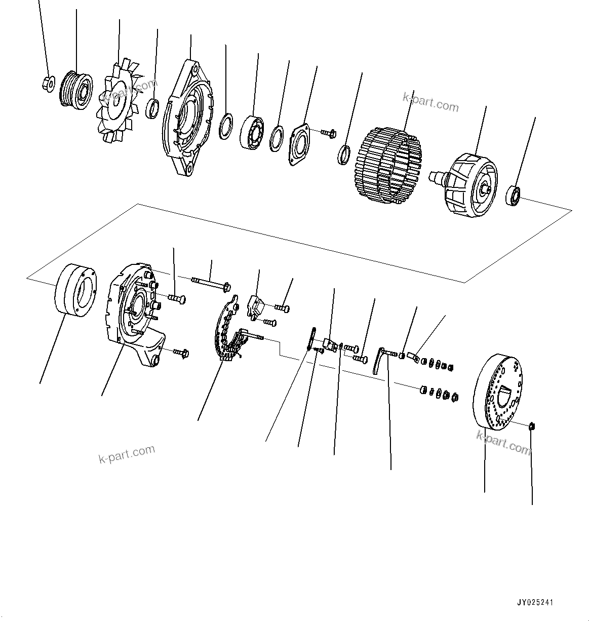 Komatsu parts book diagram for SAA6D140E-7 S/N 837398-UP (For GD955-7): ALTERNATOR, INNER PARTS, ALTERNATOR (140 AMP.)(#837398-)