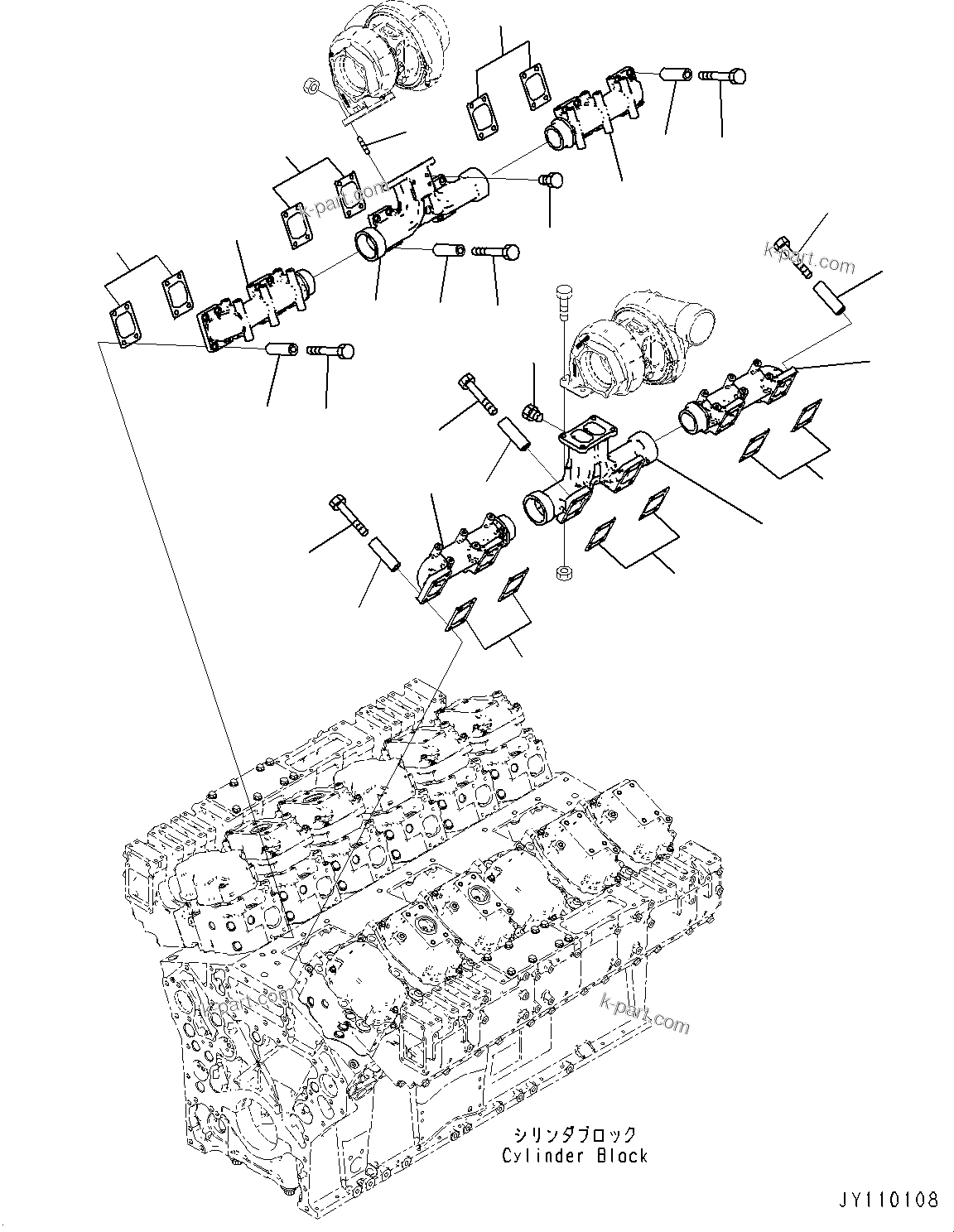 Komatsu parts book diagram for SAA12V140E-7 S/N 900006-UP (For PC2000-11R): EXHAUST MANIFOLD, MOUNTING PARTS(#900125-)