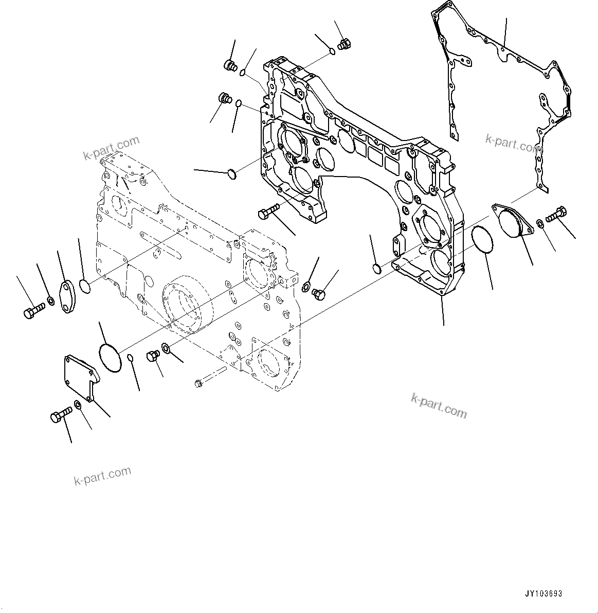 Komatsu parts book diagram for SAA12V140E-7 S/N 900006-UP (For PC2000-11R): FRONT COVER ACCESSORY, (#900125-)