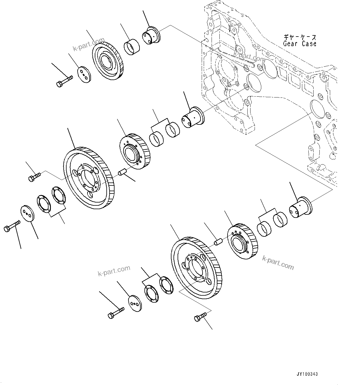 Komatsu parts book diagram for SAA12V140E-7 S/N 900006-UP (For PC2000-11R): IDLE GEARS, (#900125-)