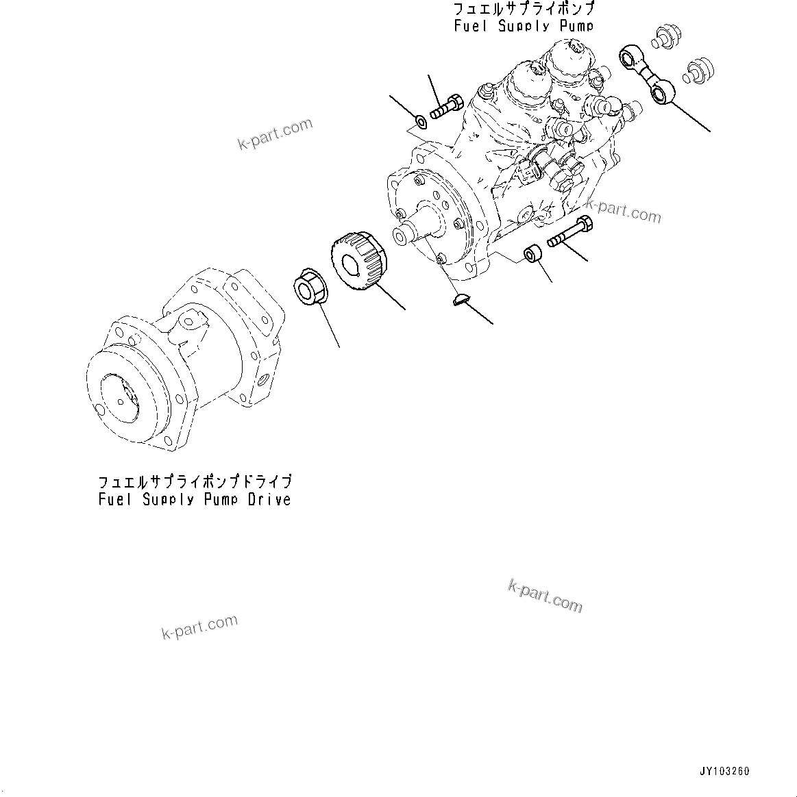 Komatsu parts book diagram for SAA12V140E-7 S/N 900006-UP (For PC2000-11R): FUEL SUPPLY PUMP, MOUNTING PARTS (1/3)(#900125-)