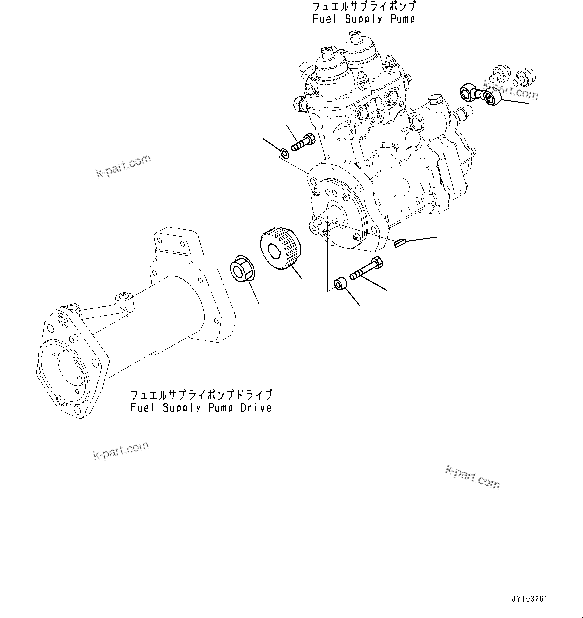 Komatsu parts book diagram for SAA12V140E-7 S/N 900006-UP (For PC2000-11R): FUEL SUPPLY PUMP, MOUNTING PARTS (2/3)(#900125-)