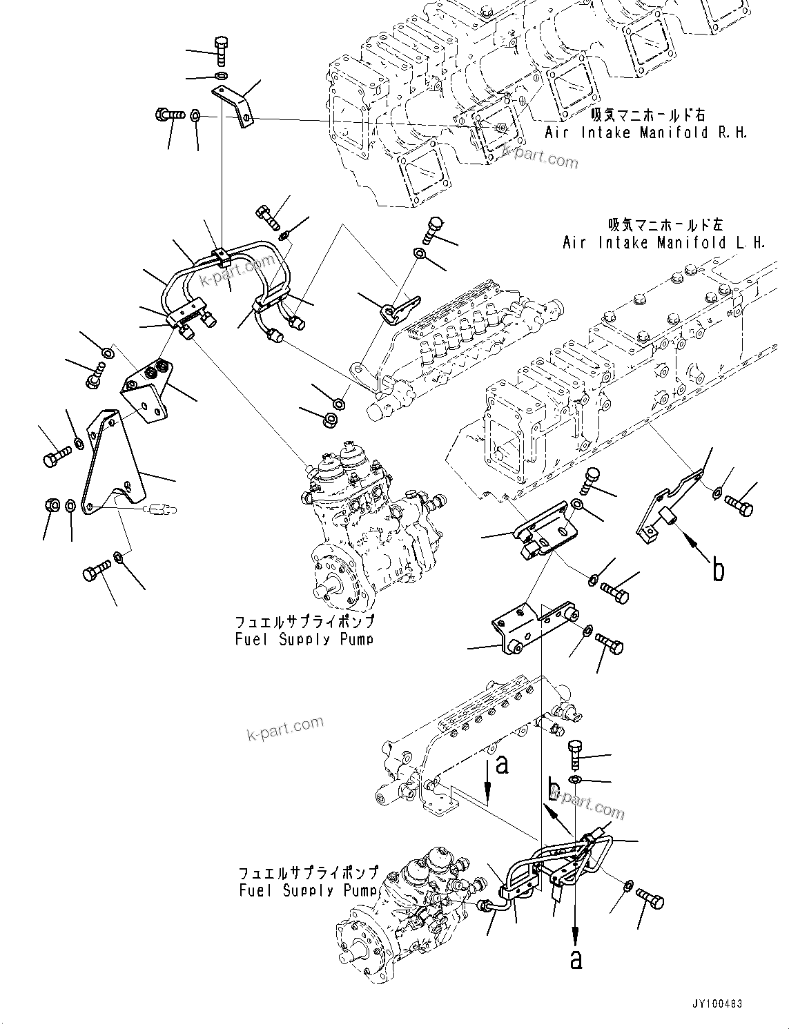Komatsu parts book diagram for SAA12V140E-7 S/N 900006-UP (For PC2000-11R): FUEL SUPPLY PUMP PIPING, SUPPLY PUMP TO COMMON RAIL(#900125-)