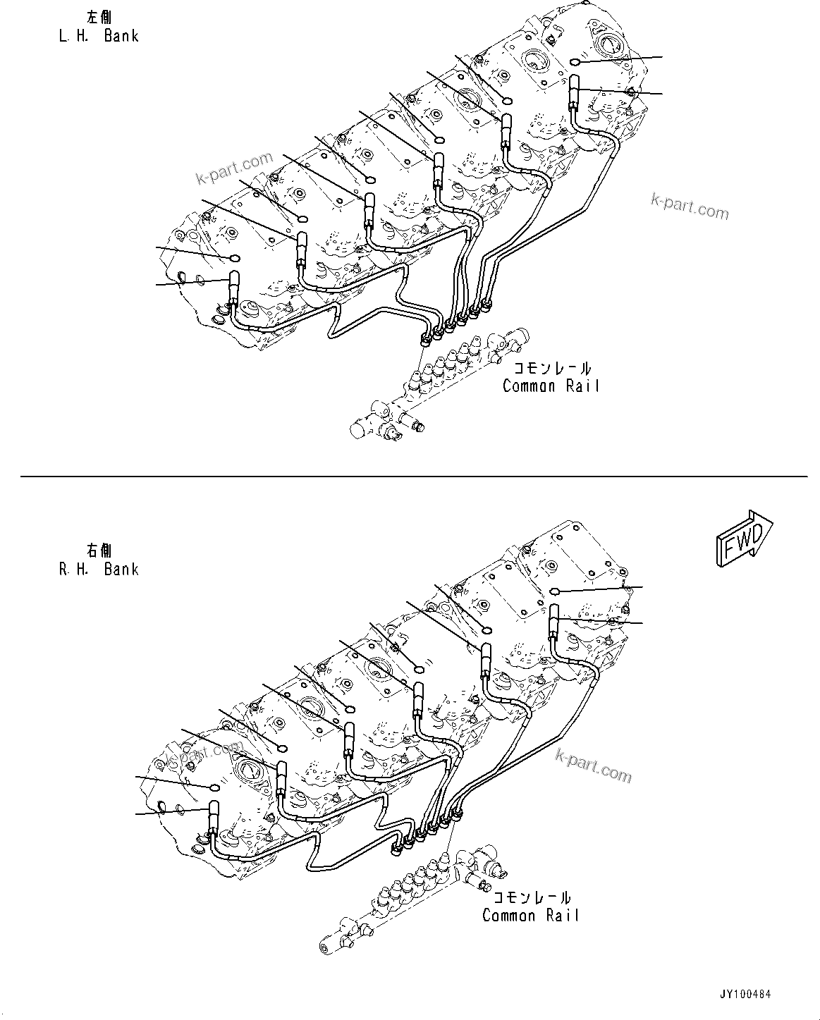Komatsu parts book diagram for SAA12V140E-7 S/N 900006-UP (For PC2000-11R): FUEL SUPPLY PUMP PIPING, COMMON RAIL - INJECTOR(#900125-)