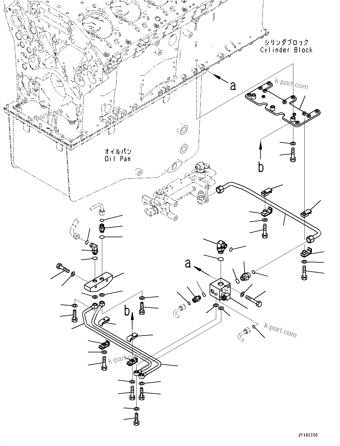 Komatsu parts book diagram for SAA12V140E-7 S/N 900006-UP (For PC2000-11R): FUEL FILTER, FUEL PIPING, CENTER(#900125-)