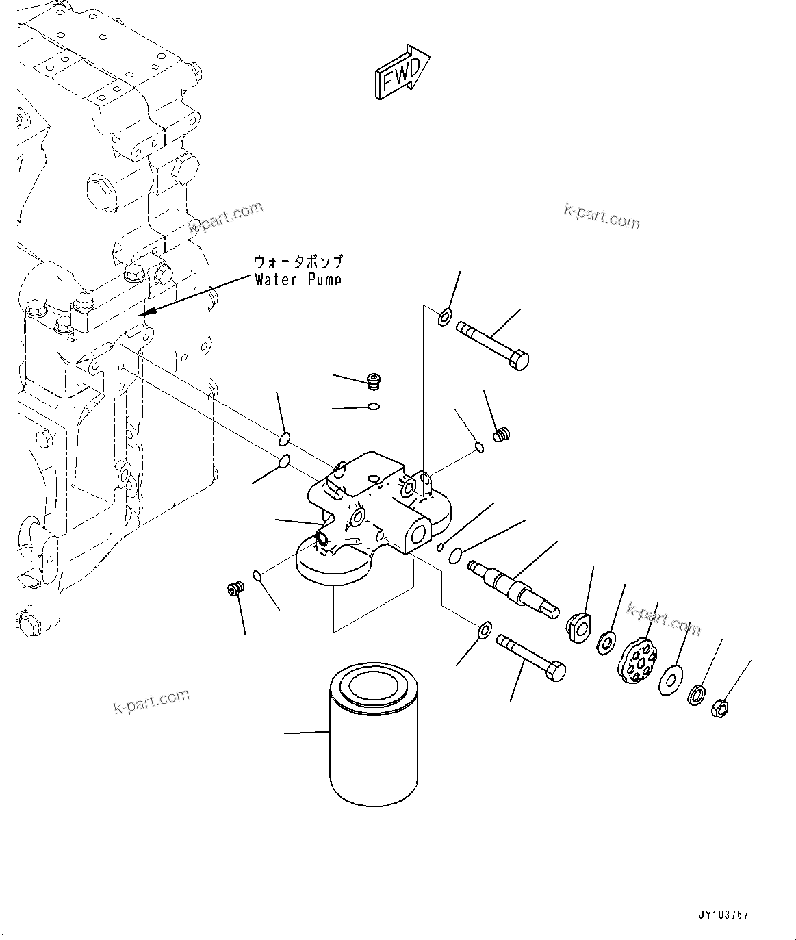 Komatsu parts book diagram for SAA12V140E-7 S/N 900006-UP (For PC2000-11R): WATER FILTER, (#900125-)