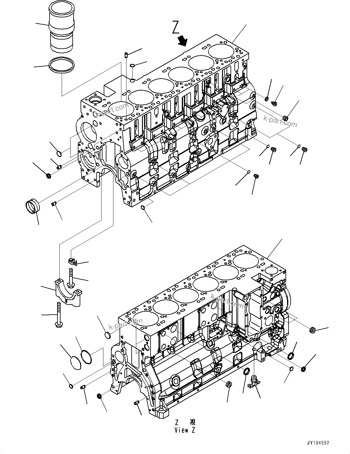 Komatsu parts book diagram for SAA6D114E-3 S/N 26892960-UP (For PC300-8M2/PC350-8M2/PC350LC-8M2): CYLINDER BLOCK, (#26892960-)