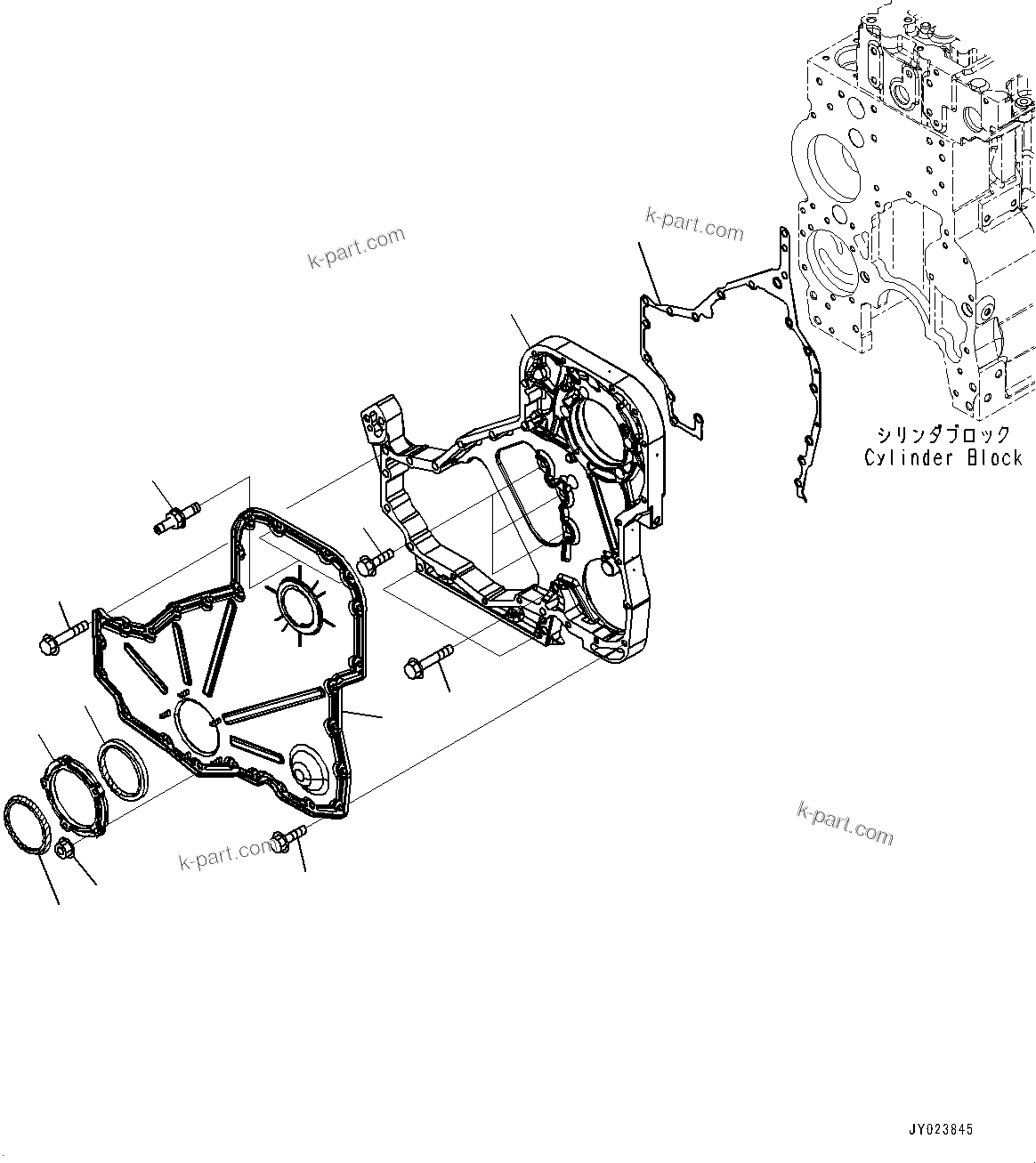 Komatsu parts book diagram for SAA6D114E-3 S/N 26892960-UP (For PC300-8M2/PC350-8M2/PC350LC-8M2): FRONT GEAR COVER, (#26892960-)