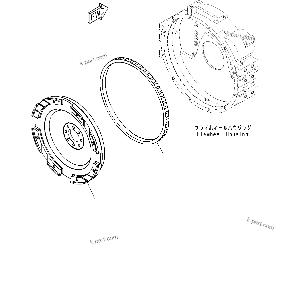 Komatsu parts book diagram for SAA6D114E-3 S/N 26892960-UP (For PC300-8M2/PC350-8M2/PC350LC-8M2): FLYWHEEL, (#26892960-)