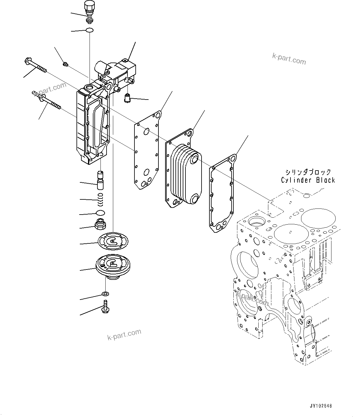 Komatsu parts book diagram for SAA6D114E-3 S/N 26892960-UP (For PC300-8M2/PC350-8M2/PC350LC-8M2): ENGINE OIL COOLER, (#26892960-)