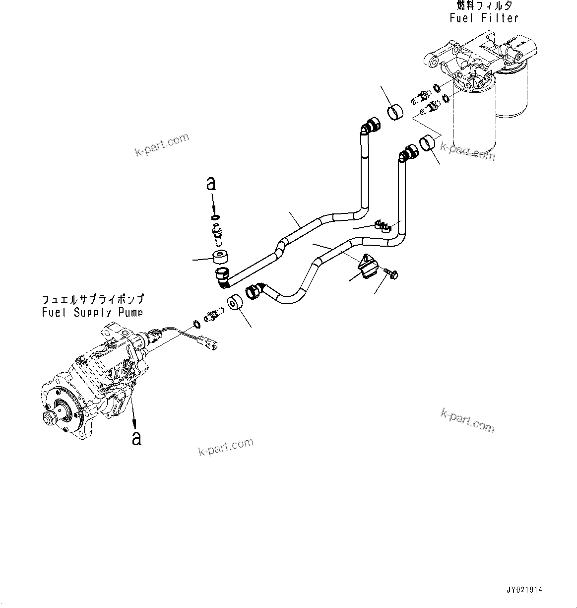 Komatsu parts book diagram for SAA6D114E-3 S/N 26892960-UP (For PC300-8M2/PC350-8M2/PC350LC-8M2): FUEL FILTER PIPING, (#26892960-)