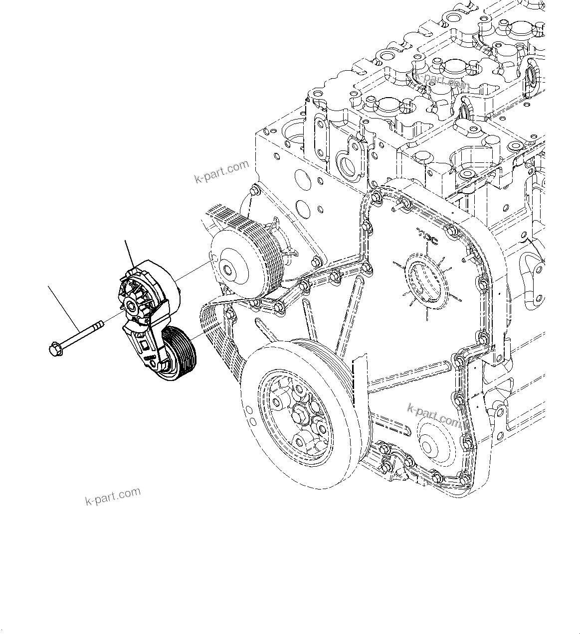 Komatsu parts book diagram for SAA6D114E-3 S/N 26892960-UP (For PC300-8M2/PC350-8M2/PC350LC-8M2): COOLING FAN BELT TENSIONER, (#26892960-)