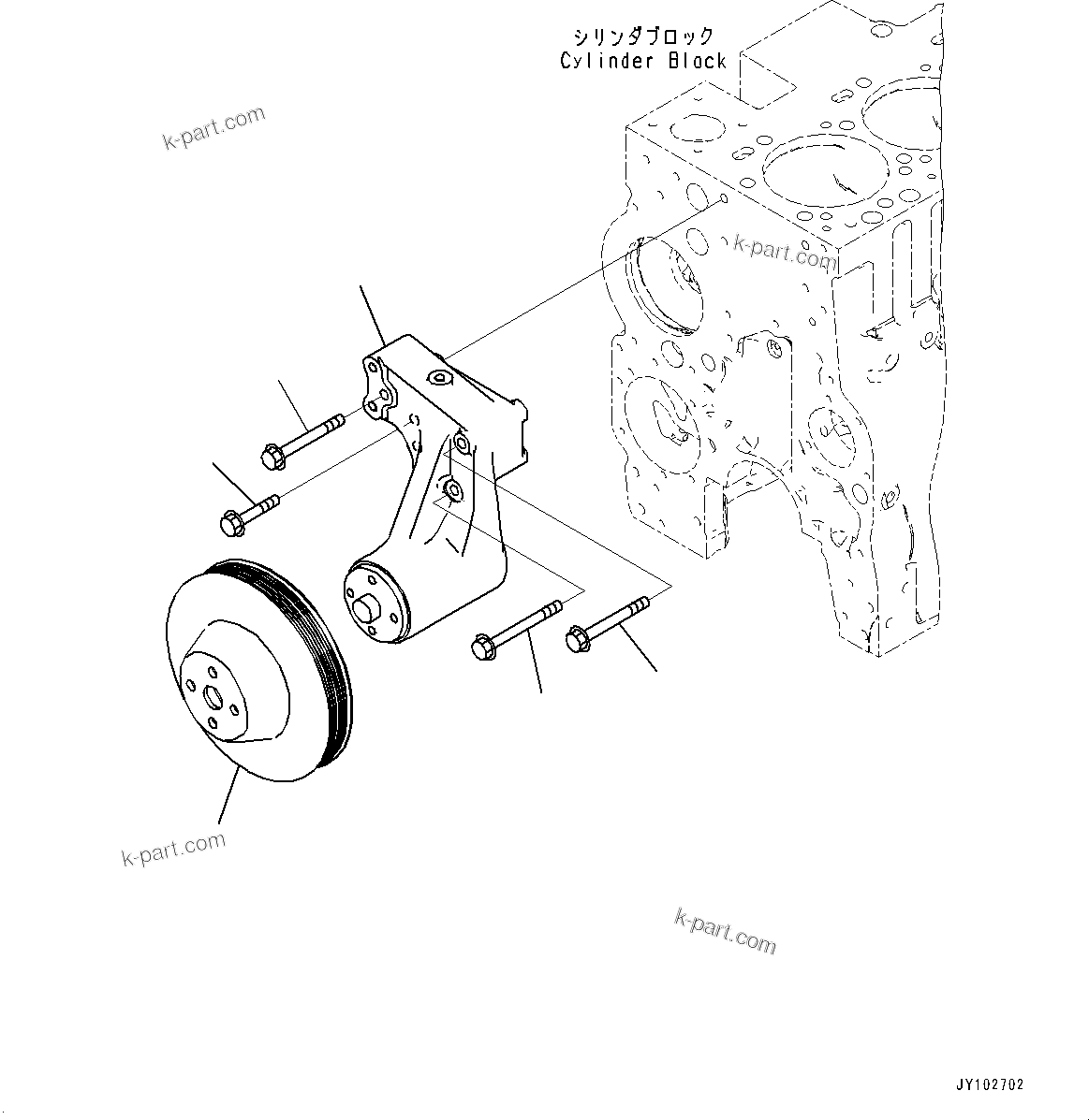 Komatsu parts book diagram for SAA6D114E-3 S/N 26892960-UP (For PC300-8M2/PC350-8M2/PC350LC-8M2): COOLING FAN DRIVE PULLEY, (#26892960-)