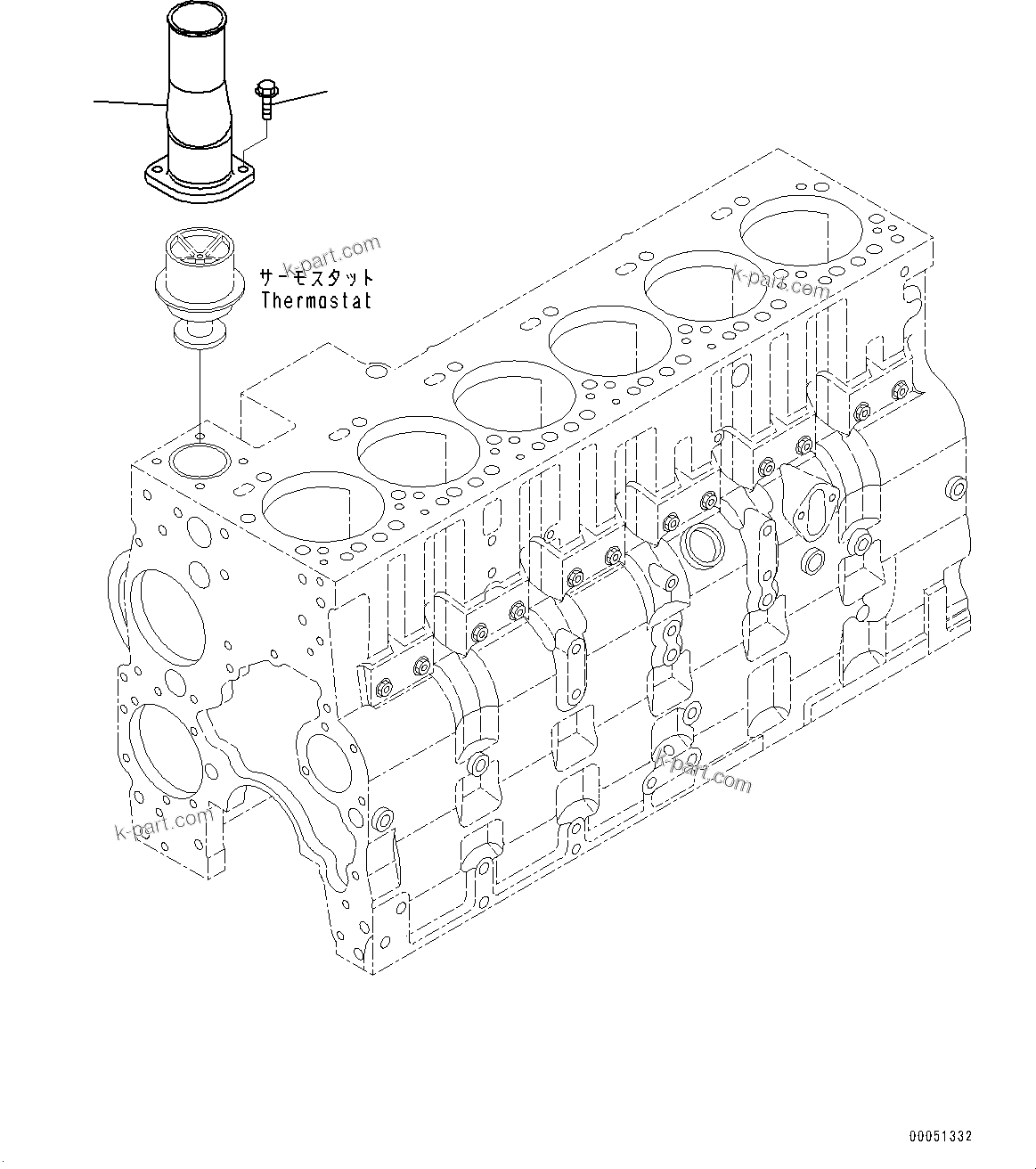 Komatsu parts book diagram for SAA6D114E-3 S/N 26892960-UP (For PC300-8M2/PC350-8M2/PC350LC-8M2): WATER OUTLET CONNECTOR, (#26892960-)