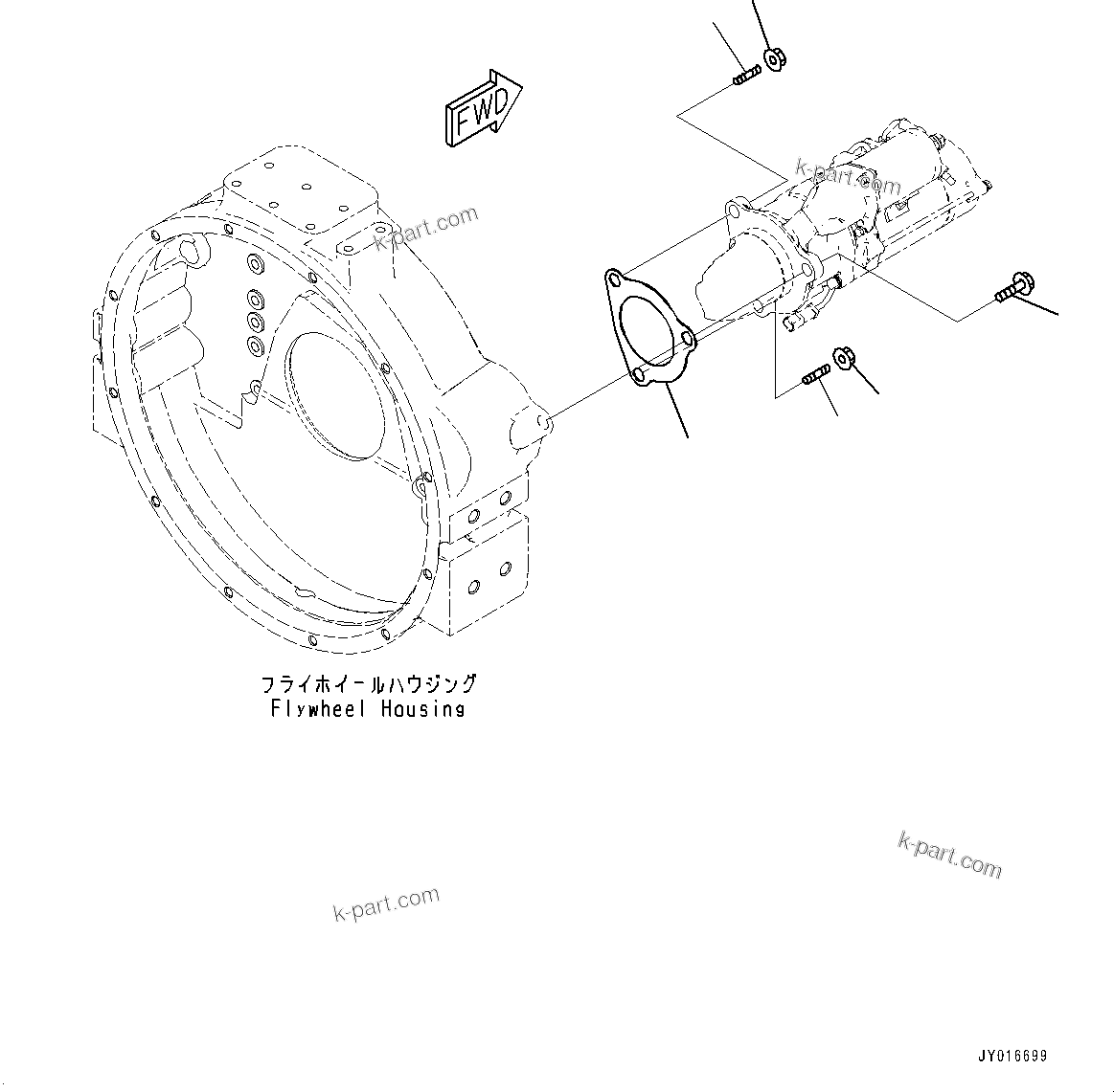 Komatsu parts book diagram for SAA6D114E-3 S/N 26892960-UP (For PC300-8M2/PC350-8M2/PC350LC-8M2): STARTING MOTOR MOUNTING, (#26892960-)