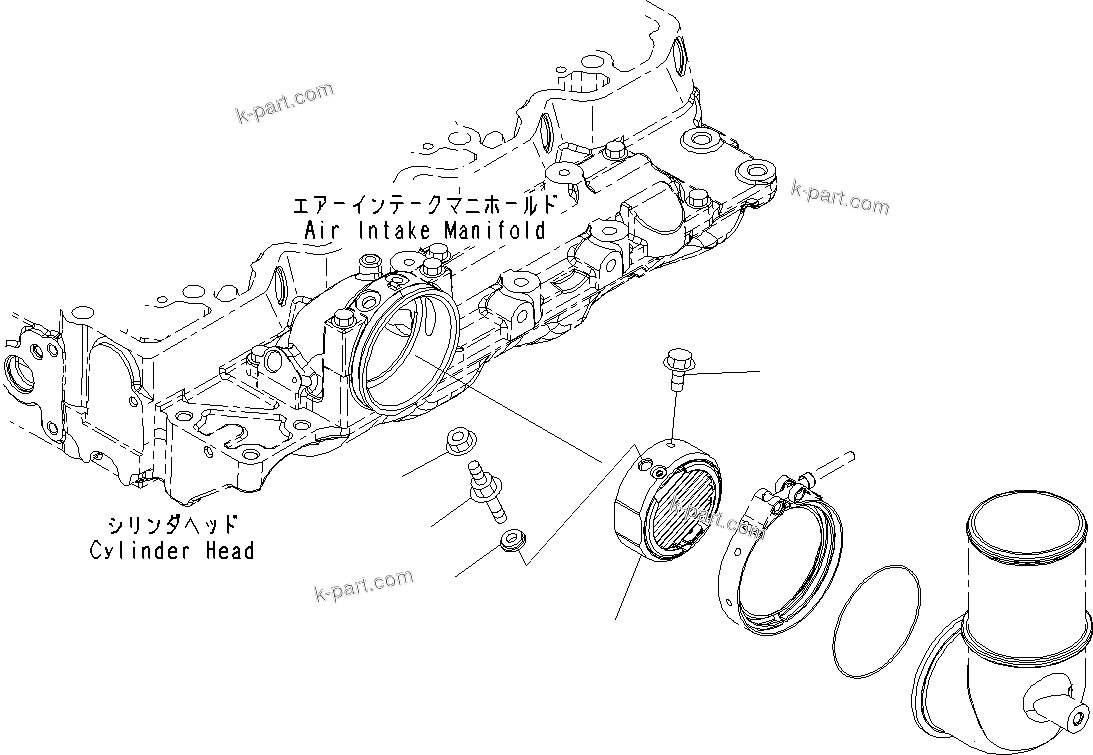 Komatsu parts book diagram for SAA4D107E-1 S/N 26527701-UP (For PC160LC-8): AIR INTAKE HEATER, (#26541103-)