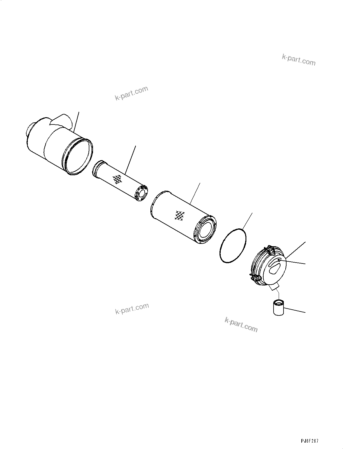 Komatsu parts book diagram for SAA4D107E-1 S/N 26527701-UP (For PC160LC-8): AIR CLEANER, (#26527701-)