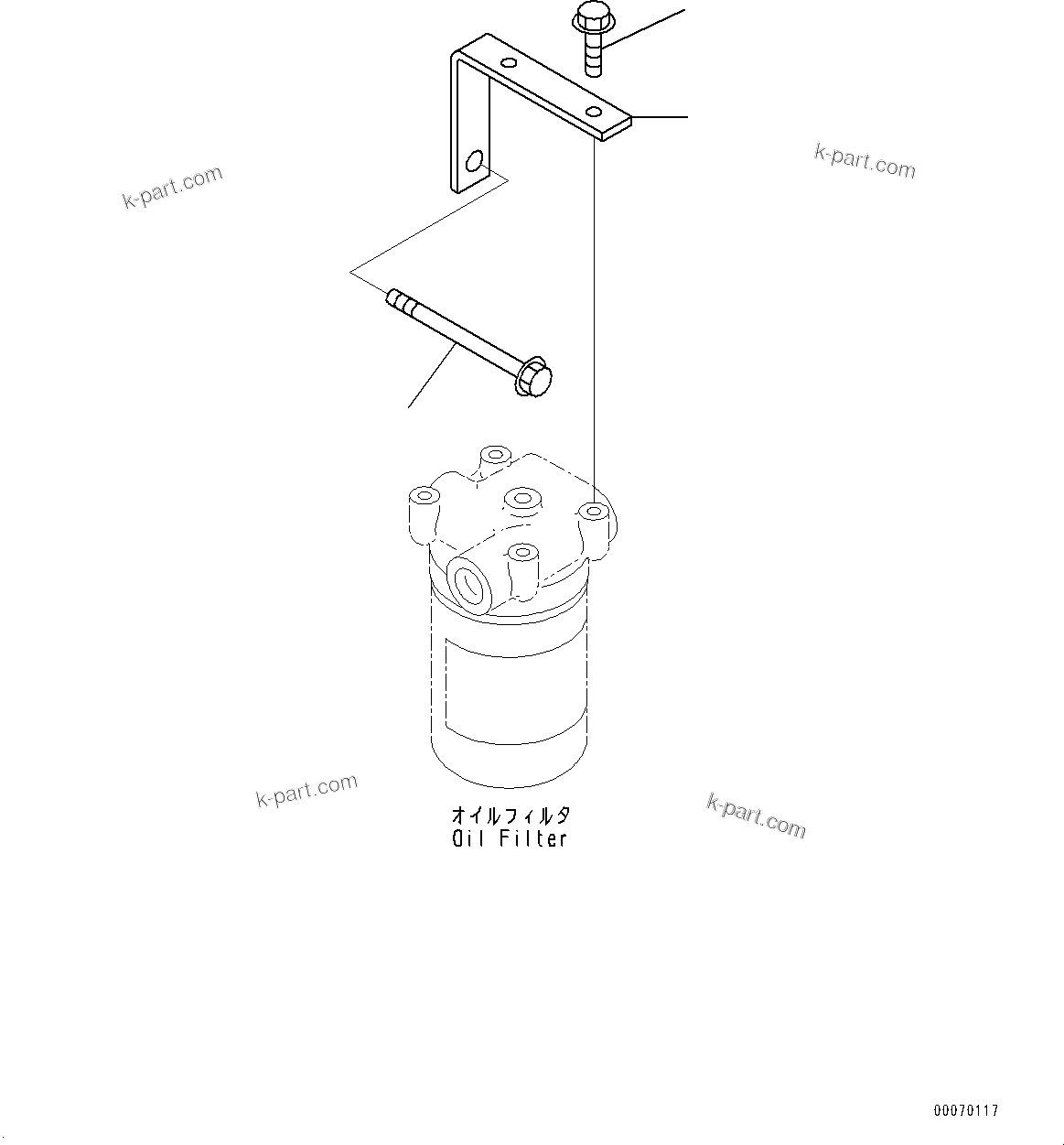 Komatsu parts book diagram for SAA4D107E-1 S/N 26527701-UP (For PC160LC-8): ENGINE OIL FILTER BRACKET, (#26594007-)
