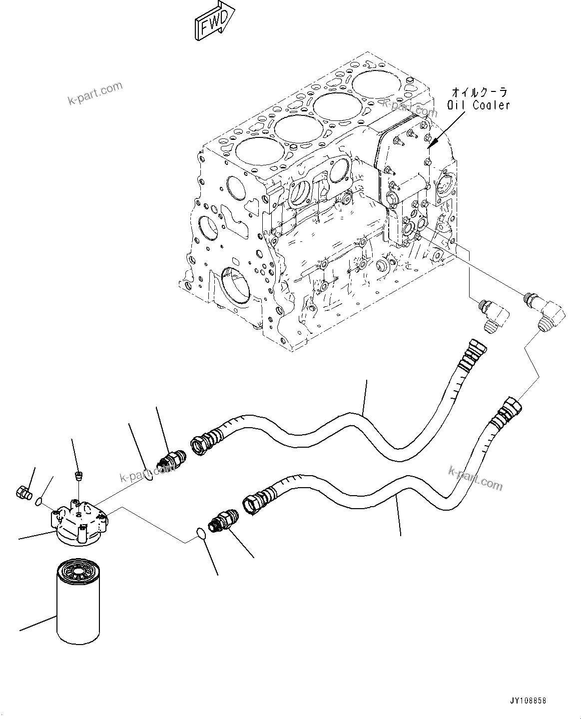Komatsu parts book diagram for SAA4D107E-1 S/N 26527701-UP (For PC160LC-8): ENGINE OIL FILTER, (#26739553-)