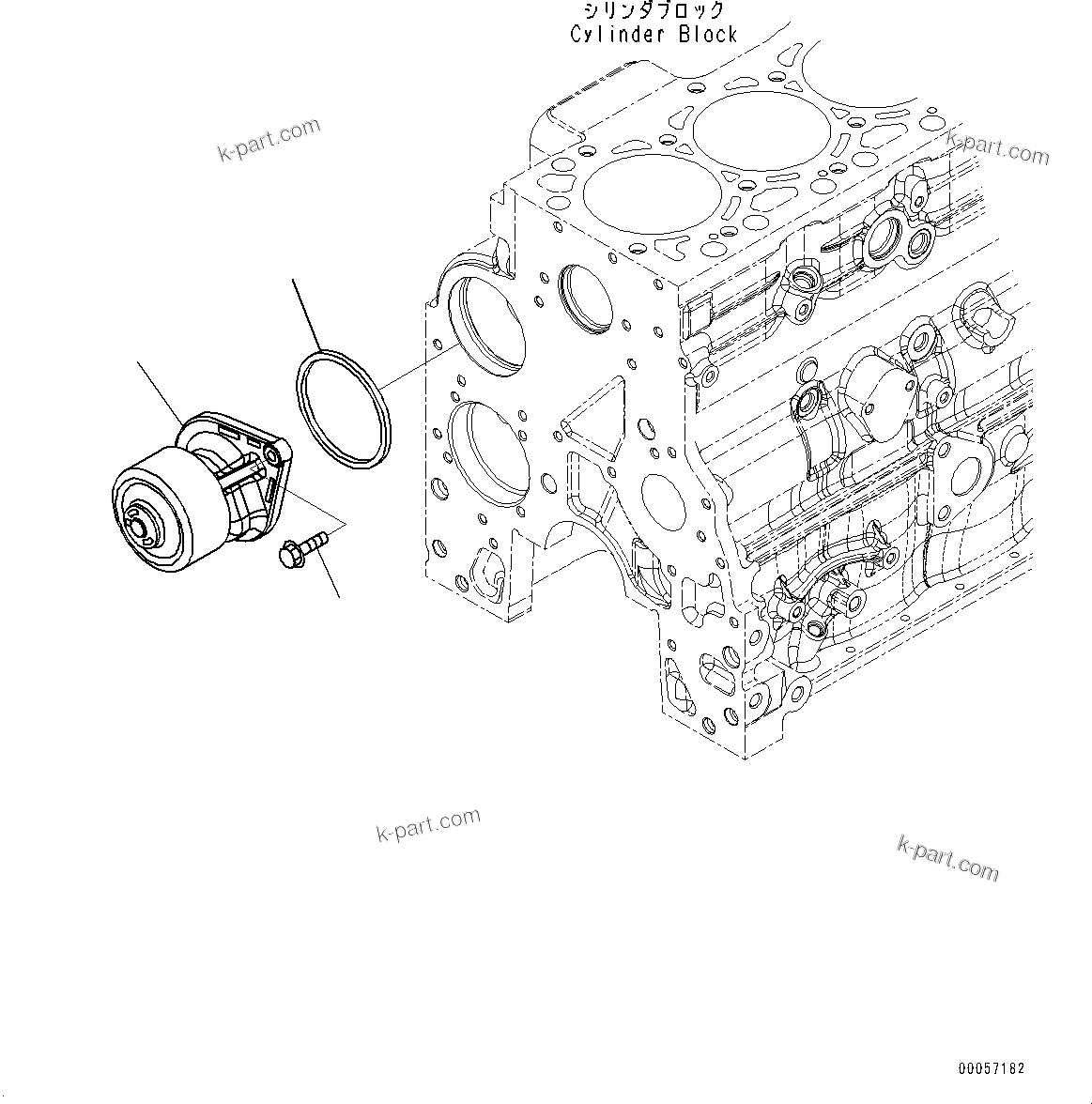 Komatsu parts book diagram for SAA4D107E-1 S/N 26527701-UP (For PC160LC-8): WATER PUMP MOUNTING, (#26105142-)
