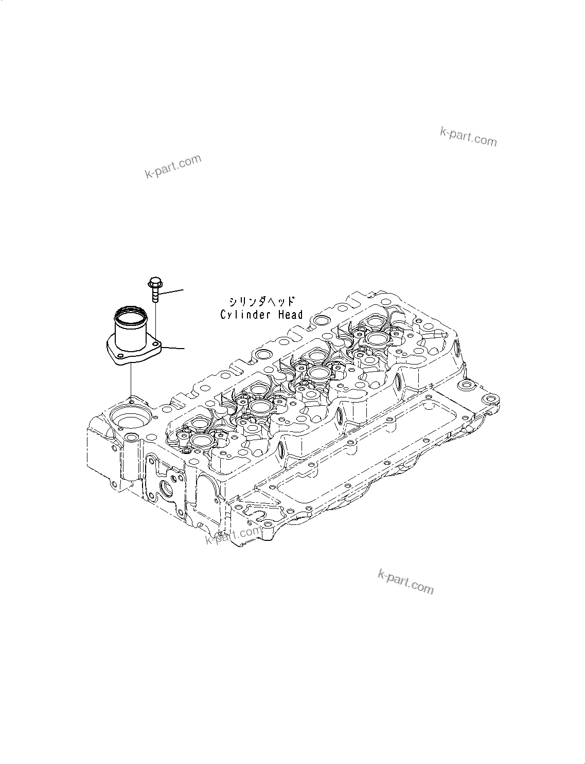 Komatsu parts book diagram for SAA4D107E-1 S/N 26527701-UP (For PC160LC-8): WATER OUTLET CONNECTOR, (#26739553-)