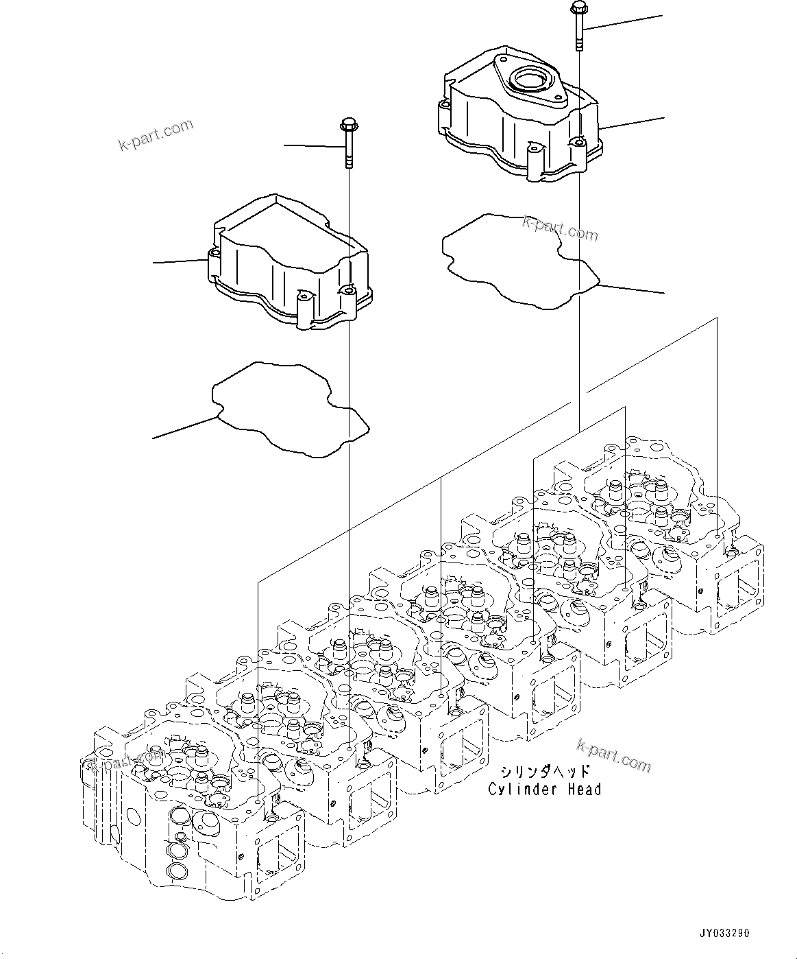 Komatsu parts book diagram for SAA6D140E-7 S/N 837072-UP (For PC900LC-11): HEAD COVER, (#837072-)