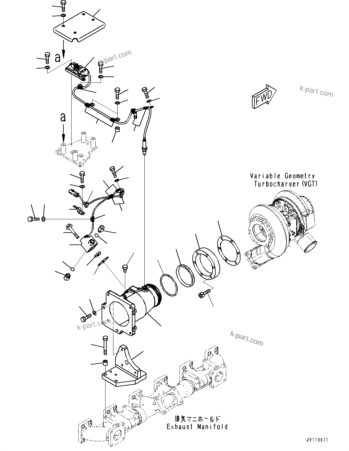 Komatsu parts book diagram for SAA6D140E-7 S/N 837072-UP (For PC900LC-11): VARIABLE GEOMETRY TURBOCHARGER (VGT), RELATED PARTS(#837072-)