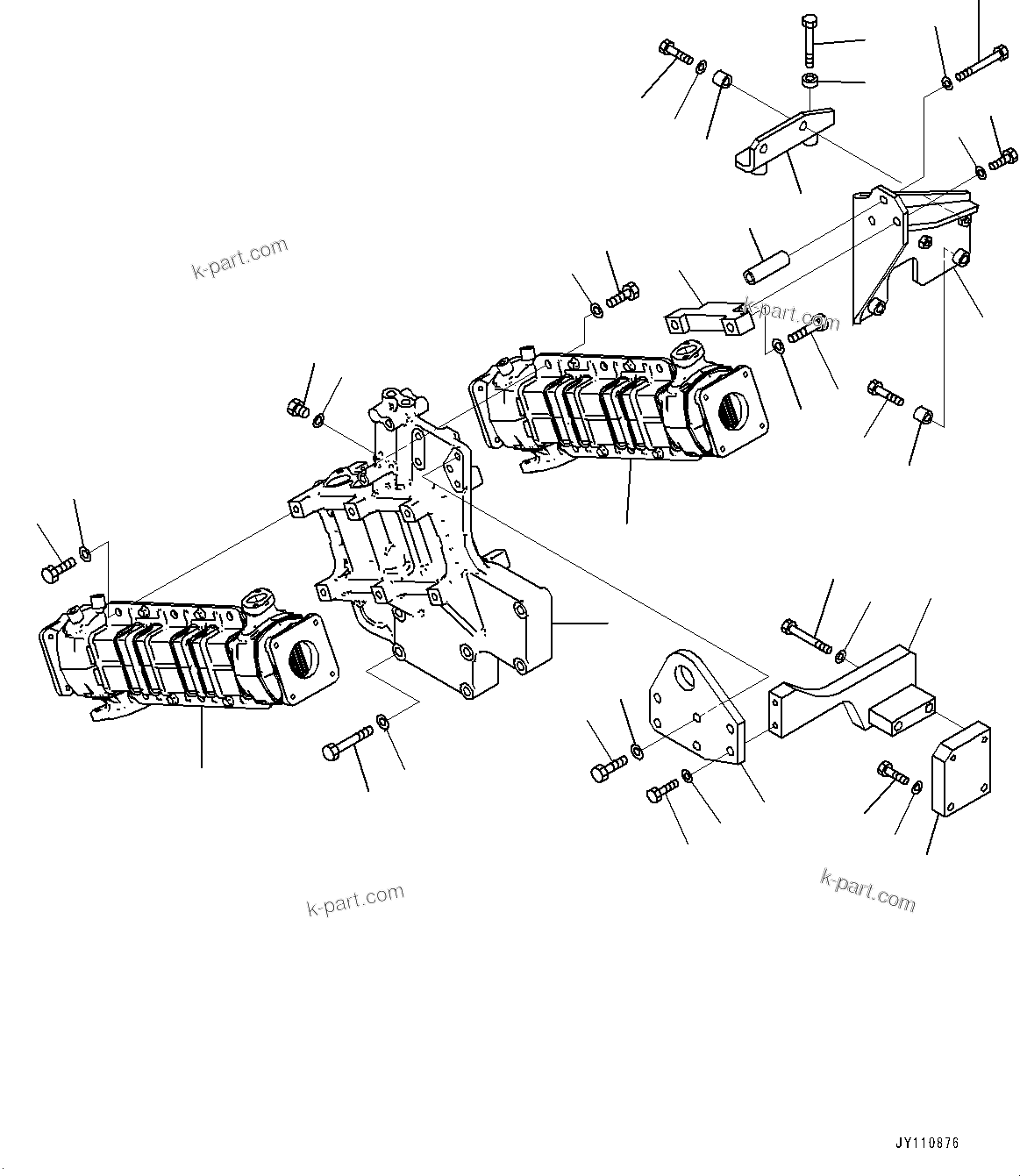 Komatsu parts book diagram for SAA6D140E-7 S/N 837072-UP (For PC900LC-11): EXHAUST GAS RE-CIRCULATION (EGR) VALVE, EGR VALVE AND COOLER MOUNTING (1/2)(#837072-)