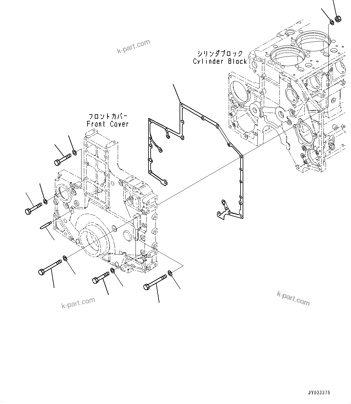 Komatsu parts book diagram for SAA6D140E-7 S/N 837072-UP (For PC900LC-11): FRONT COVER ACCESSORY, (#837072-)