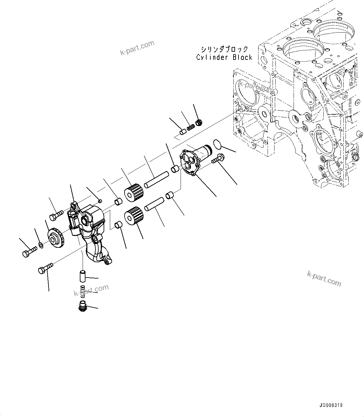 Komatsu parts book diagram for SAA6D140E-7 S/N 837072-UP (For PC900LC-11): ENGINE OIL PUMP, (#837072-)