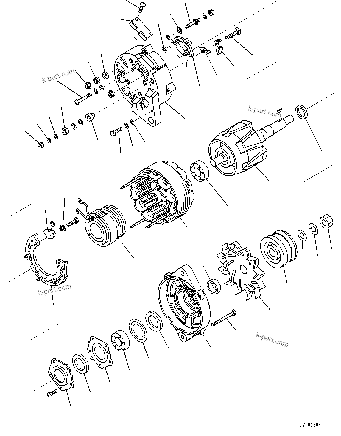 Komatsu parts book diagram for SAA6D140E-7 S/N 837072-UP (For PC900LC-11): ALTERNATOR, INNER PARTS, ALTERNATOR(#837072-)