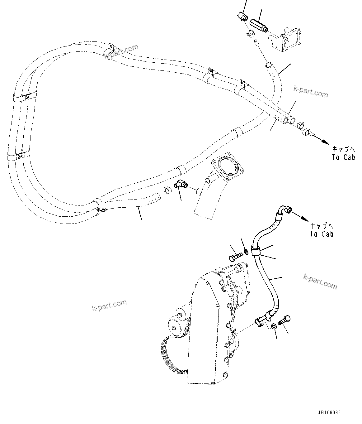 Komatsu parts book diagram for HD605-10 S/N 60001-UP: ENGINE RELATED PARTS, AIR CONDITIONER RELATED PARTS(#60001-)