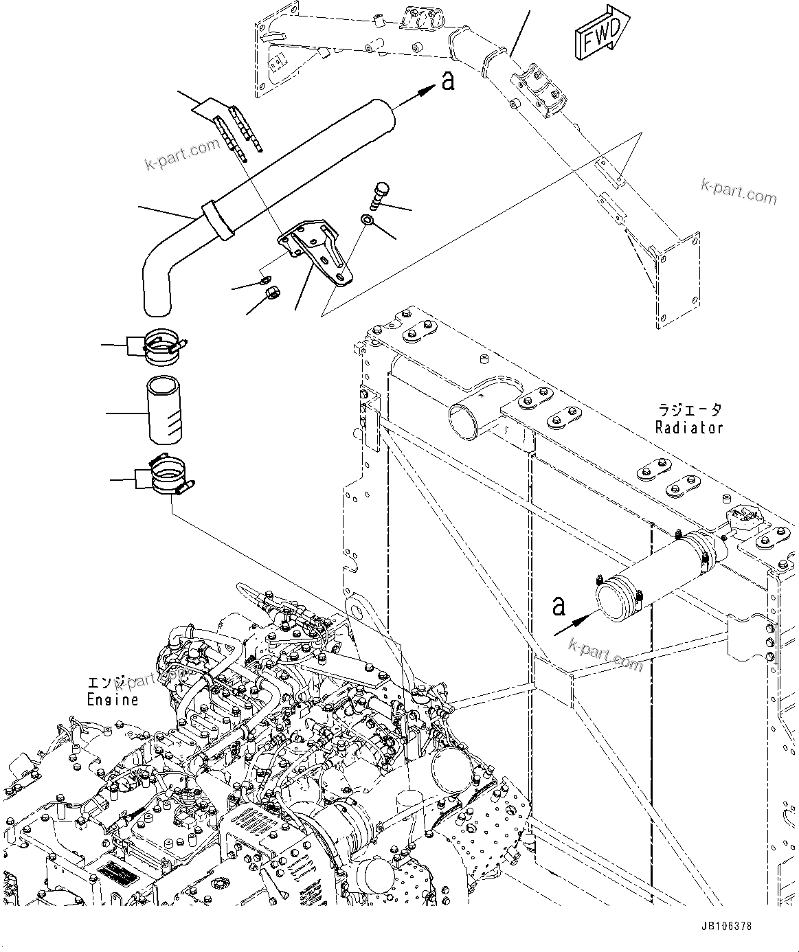 Komatsu parts book diagram for HD605-10 S/N 60001-UP: COOLANT PIPING, AIR PIPING(#60001-)
