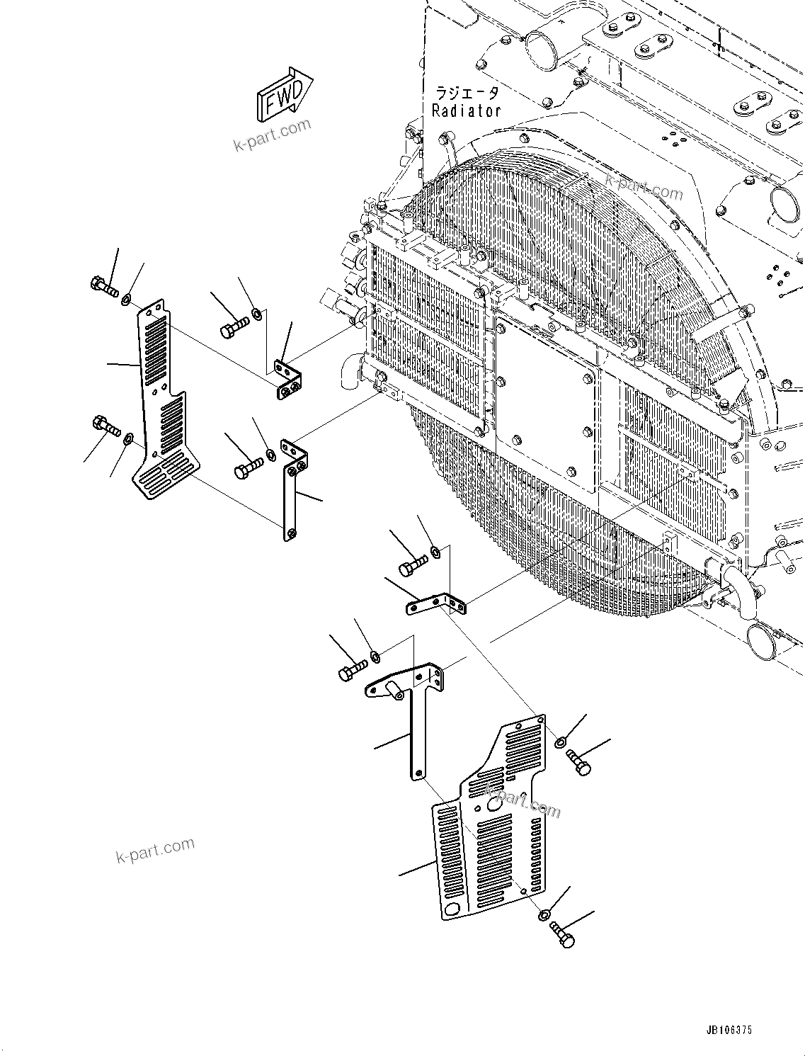 Komatsu parts book diagram for HD605-10 S/N 60001-UP: COOLANT PIPING, COVER(#60001-)