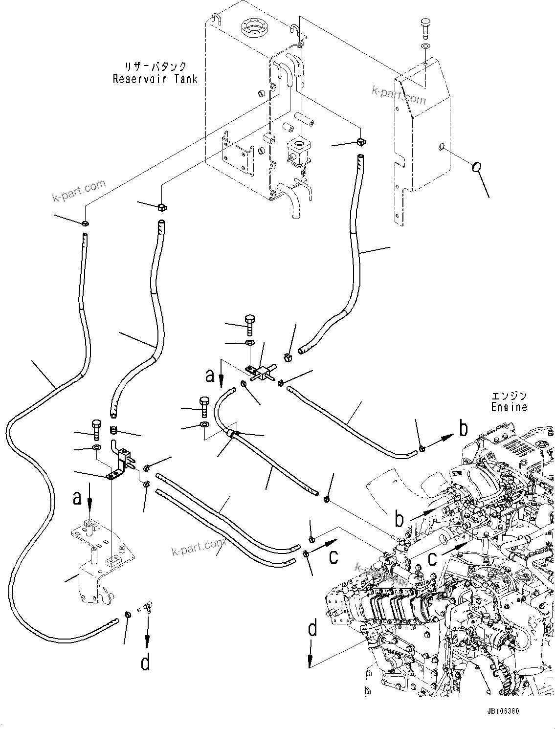Komatsu parts book diagram for HD605-10 S/N 60001-UP: COOLANT PIPING, AIR VENT(#60001-)