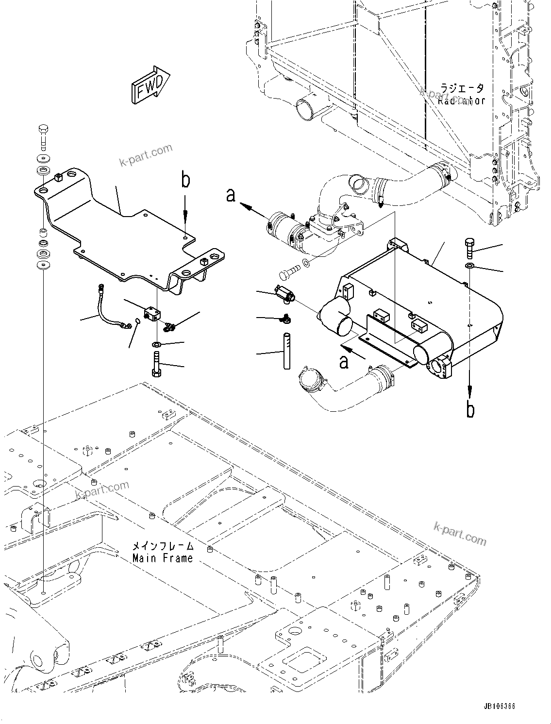 Komatsu parts book diagram for HD605-10 S/N 60001-UP: BRAKE COOLING OIL COOLER, OIL COOLER(#60001-)