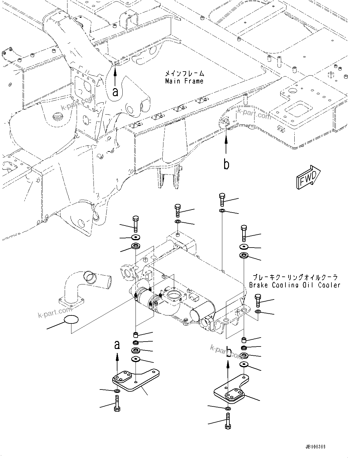 Komatsu parts book diagram for HD605-10 S/N 60001-UP: BRAKE COOLING OIL COOLER, MOUNTING(#60001-60002)