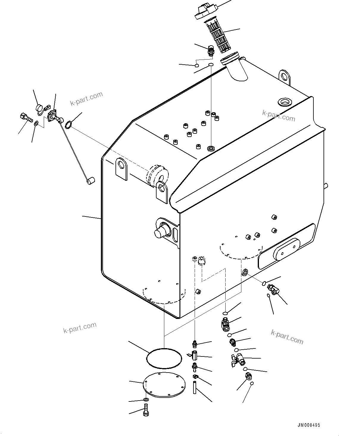 Komatsu parts book diagram for HD605-10 S/N 60001-UP: FUEL TANK, TANK(#60001-)