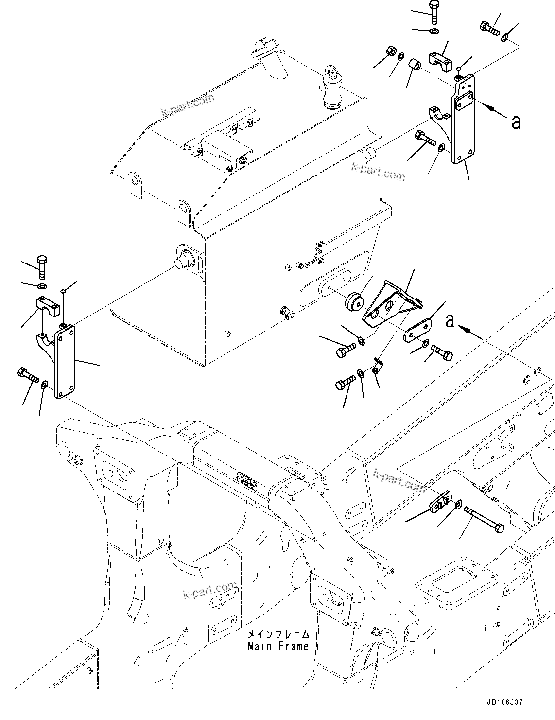Komatsu parts book diagram for HD605-10 S/N 60001-UP: FUEL TANK, MOUNTING (1/2)(#60001-)