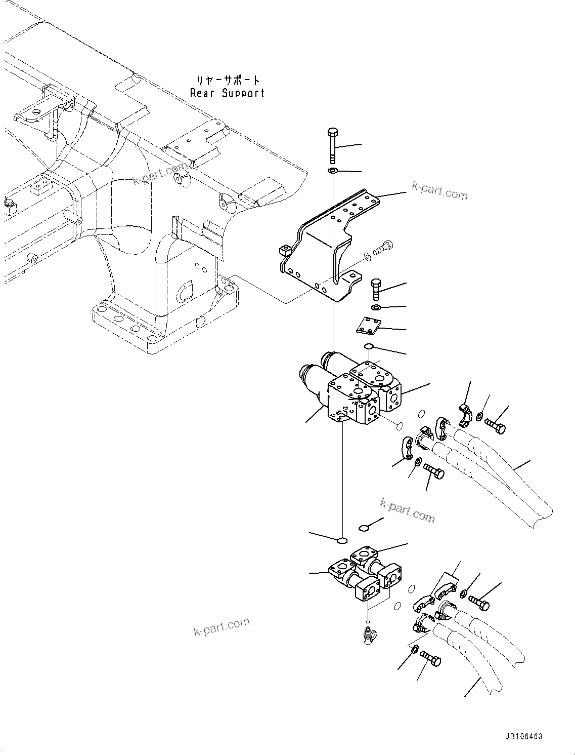 Komatsu parts book diagram for HD605-10 S/N 60001-UP: FUEL TANK, HYDRAULIC OIL INLINE FILTER(#60001-)