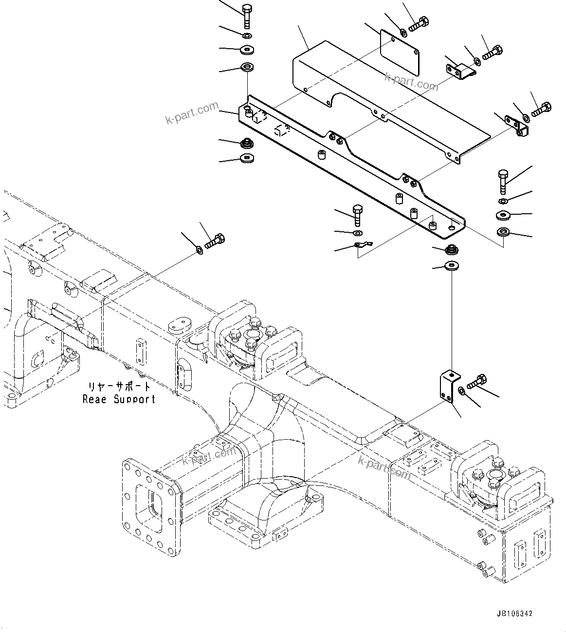 Komatsu parts book diagram for HD605-10 S/N 60001-UP: FUEL TANK, MOUNTING (2/2)(#60001-)