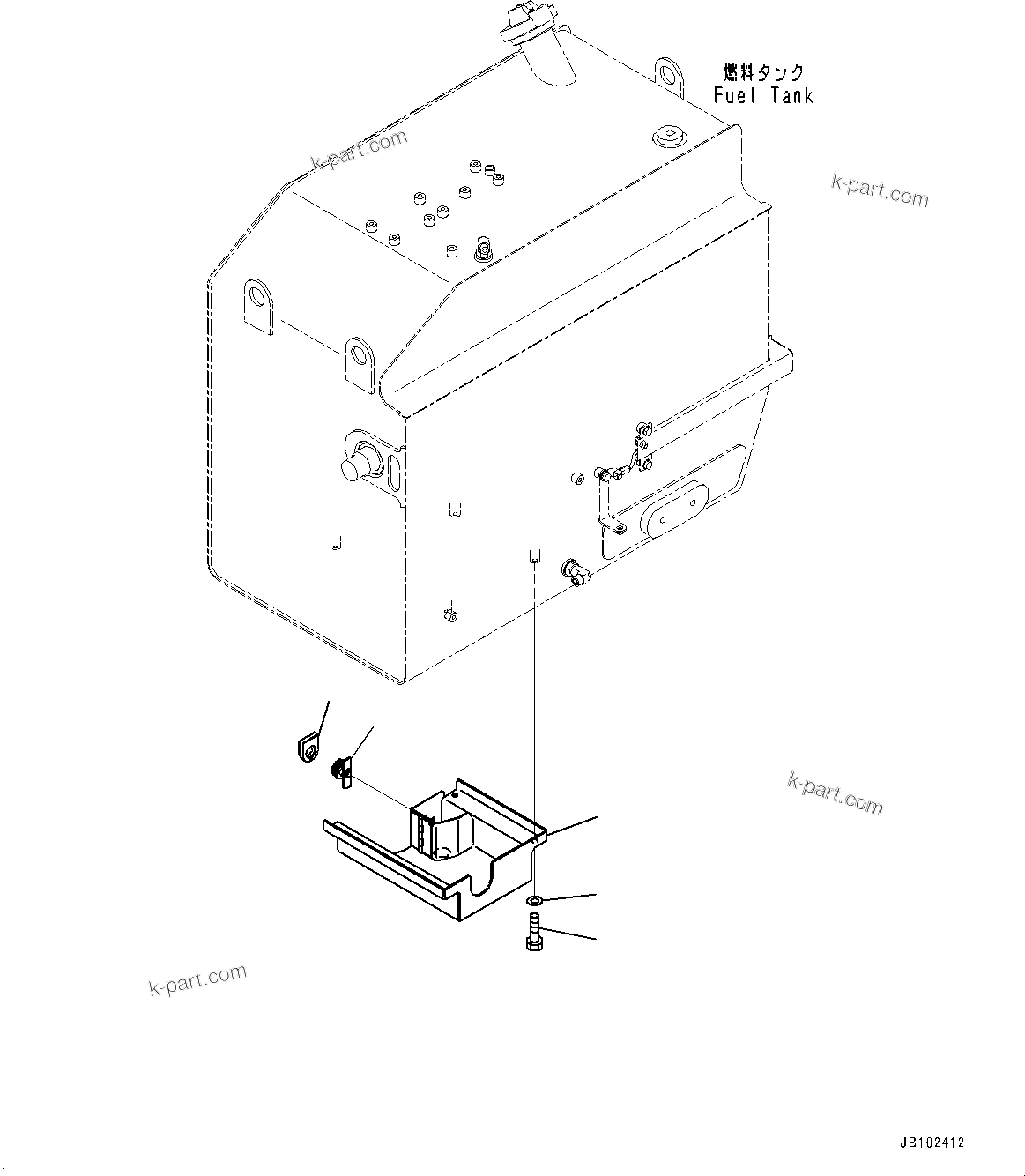 Komatsu parts book diagram for HD605-10 S/N 60001-UP: FUEL TANK, COVER(#60001-)