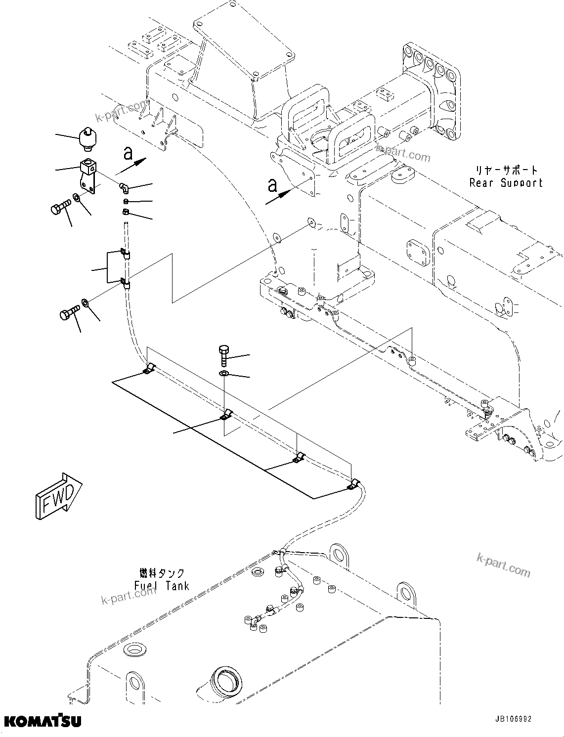 Komatsu parts book diagram for HD605-10 S/N 60001-UP: FUEL TANK, BREATHER(#60001-)