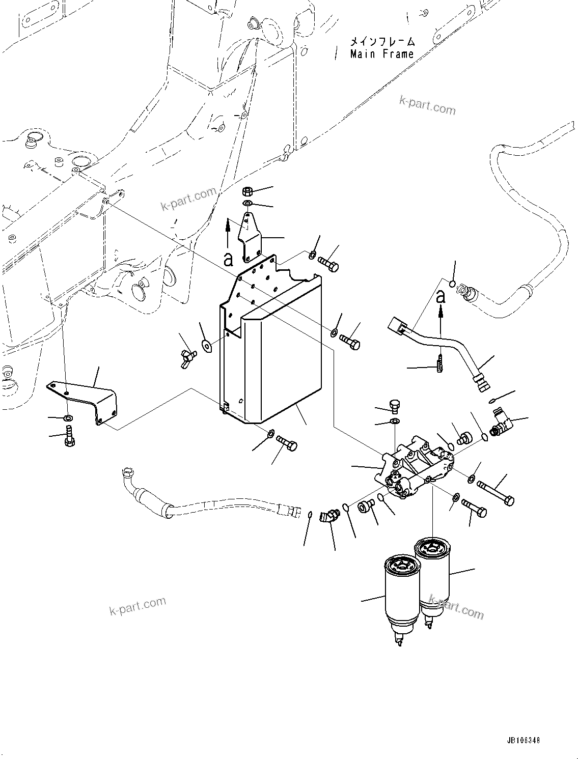 Komatsu parts book diagram for HD605-10 S/N 60001-UP: FUEL PIPING, FUEL FILTER(#60001-)